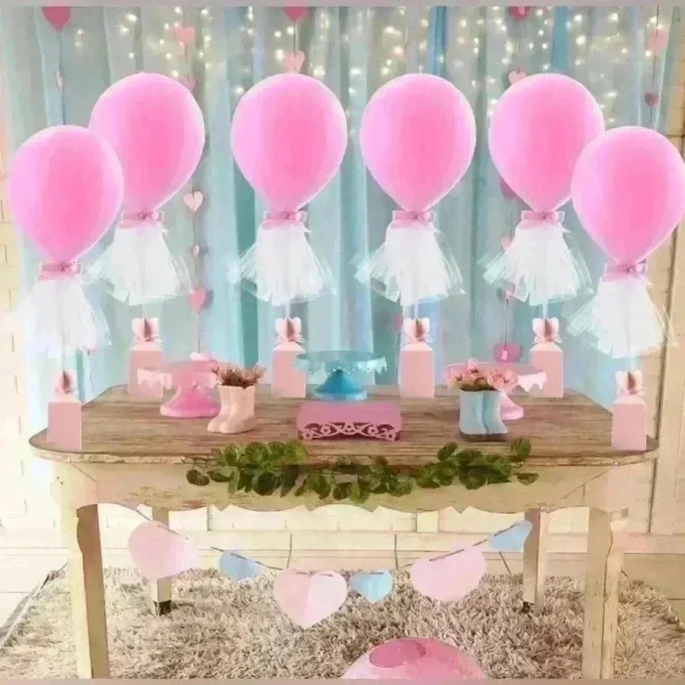 Pink Tulle balloons with candy box decoration 6 pack New